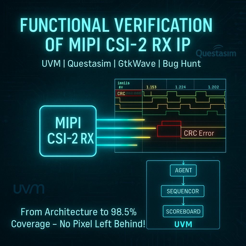 Functional Verification of MIPI (Mobile Industry Processor Interface) Core using  GTKWave and UVM-SV in Questa-Sim.